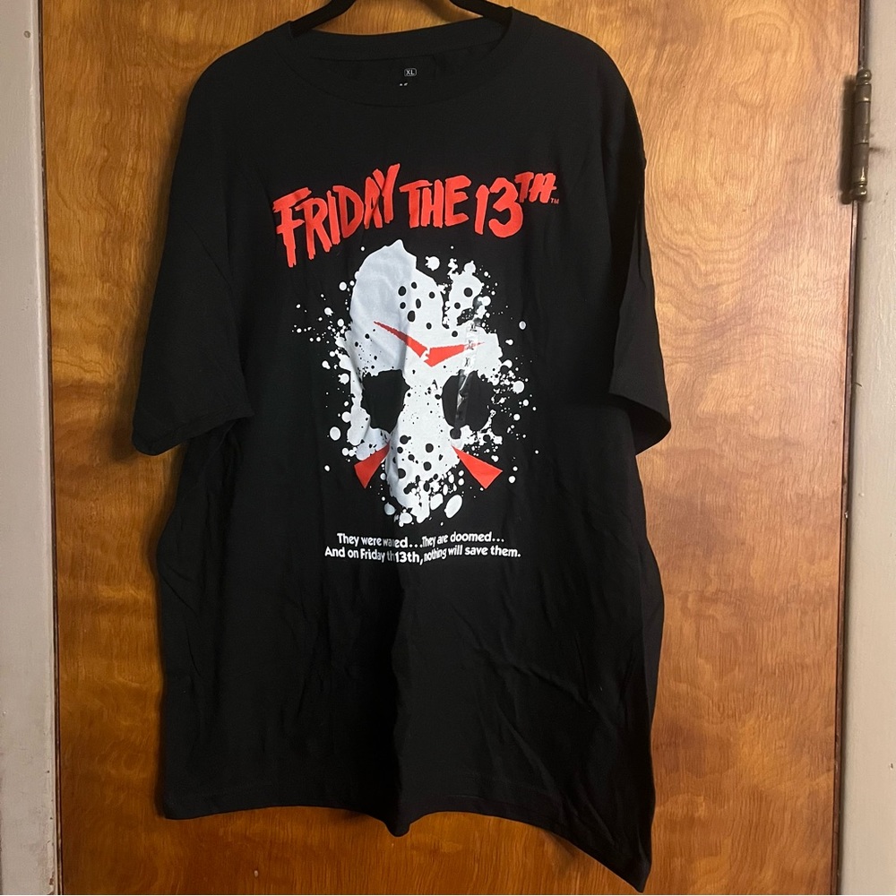 Friday the 13th They were warned... Black Cotton Shirt-Men's Size XL NEW
